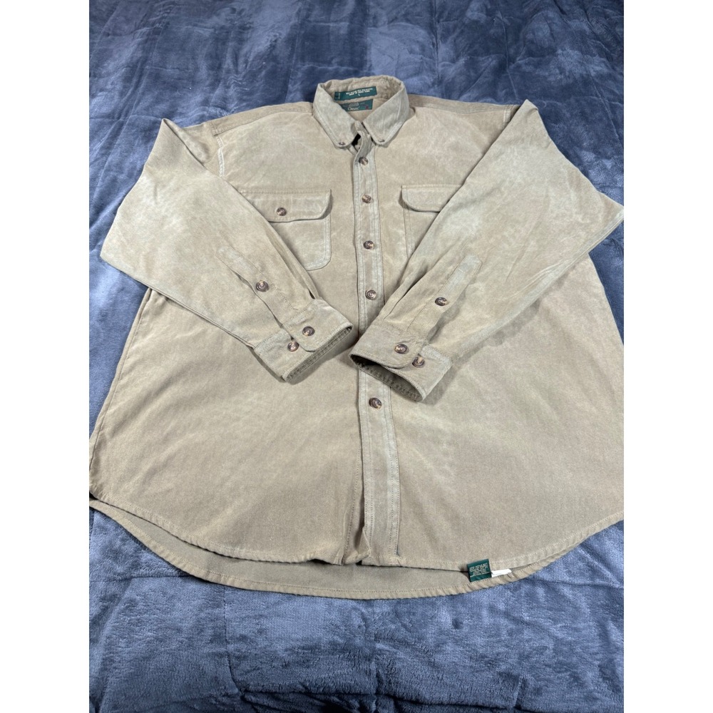 Orvis Mens L Button Up Shirt Long Sleeve Fishing Outdoor green ‎ Nylon Blend
